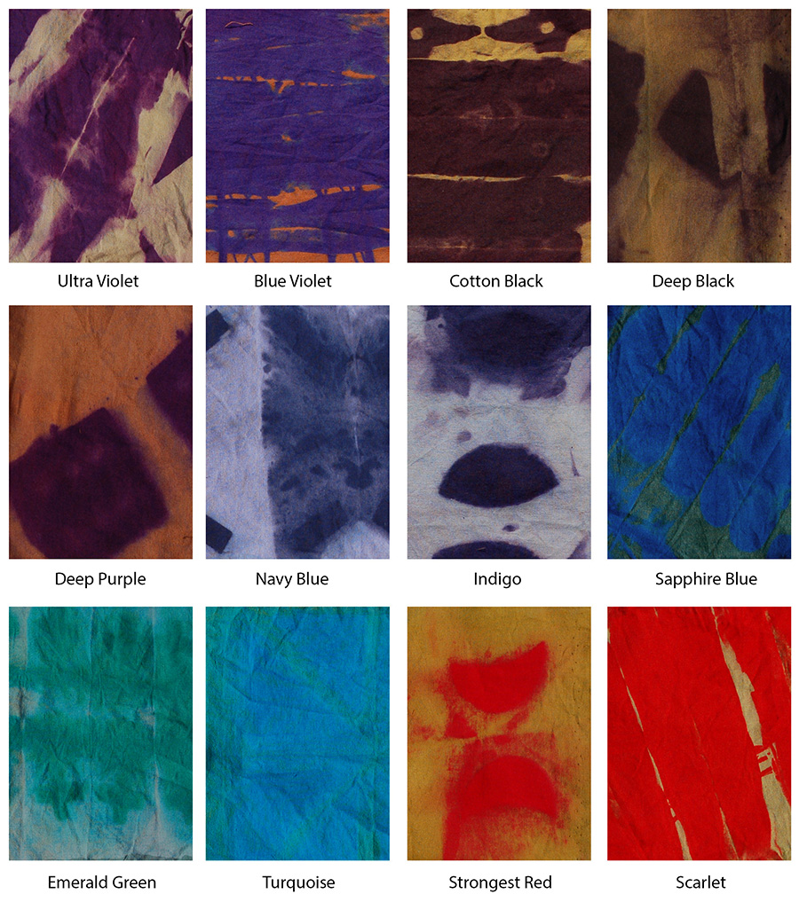 Close ups of the effect of thiourea dioxide on fabric dyed with Procion fiber-reactive dyes
